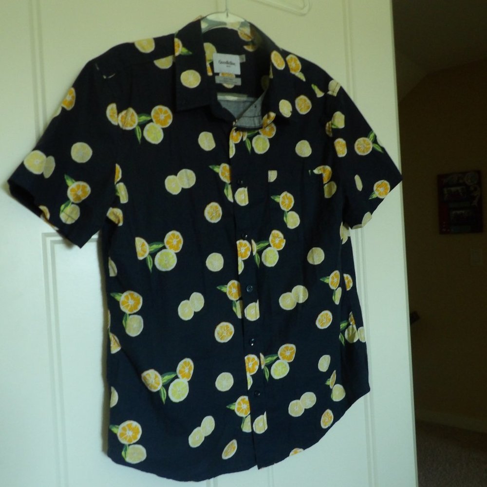 Goodfellow Citrus Navy Blue Men's Dress Shirt